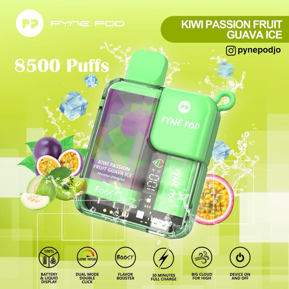 Pyne Pod Boost Kiwi Passion Fruit Guava 8500 Disposable 2 VAPE DESECHABLE  PYNE POD 8500 PUFF  KIWI PASSION FRUIT GUAVA - CAL How To Open A